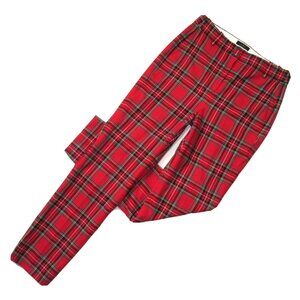 NWT J.Crew High Rise Cameron in Red Black Stewart Tartan Stretch Wool Pants 8